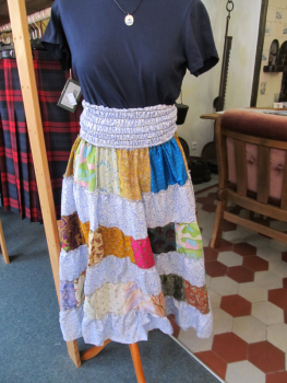 Preview: Summer Skirt Patchwork lightblue/white